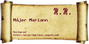 Májer Mariann névjegykártya